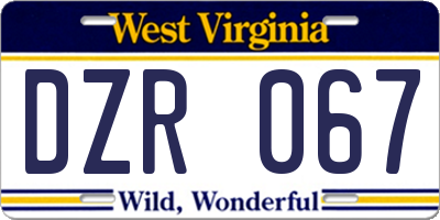 WV license plate DZR067