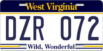 WV license plate DZR072