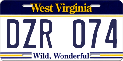 WV license plate DZR074