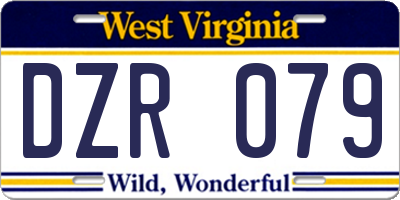 WV license plate DZR079