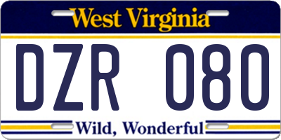 WV license plate DZR080