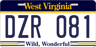 WV license plate DZR081