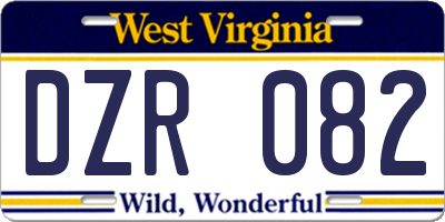 WV license plate DZR082