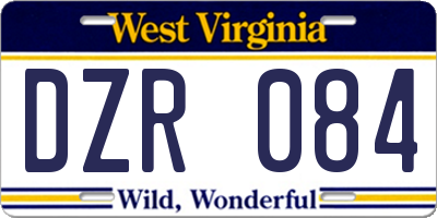 WV license plate DZR084