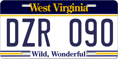 WV license plate DZR090