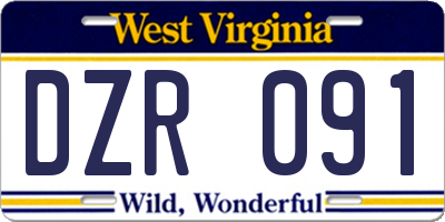 WV license plate DZR091