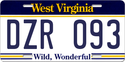 WV license plate DZR093