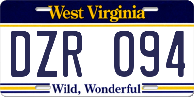 WV license plate DZR094