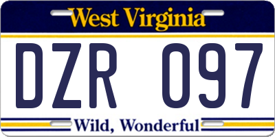 WV license plate DZR097