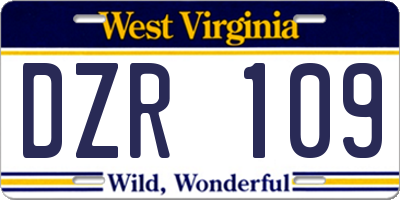 WV license plate DZR109