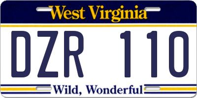 WV license plate DZR110