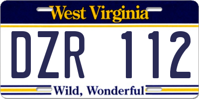 WV license plate DZR112