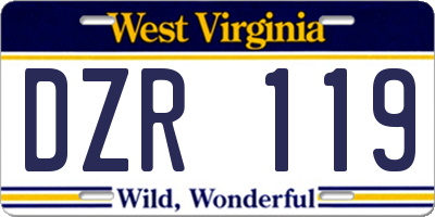 WV license plate DZR119