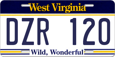 WV license plate DZR120