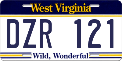 WV license plate DZR121