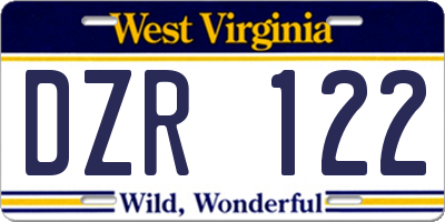 WV license plate DZR122