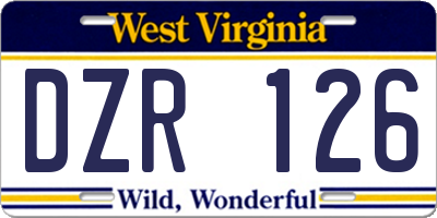 WV license plate DZR126