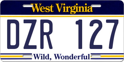 WV license plate DZR127