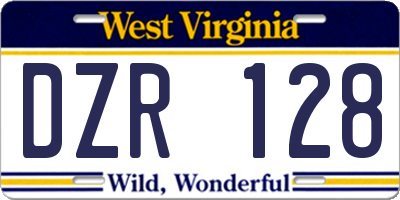 WV license plate DZR128