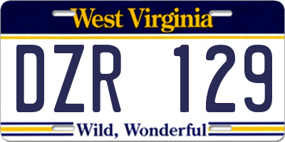 WV license plate DZR129