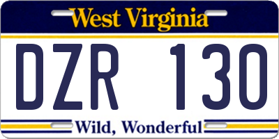 WV license plate DZR130