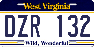 WV license plate DZR132