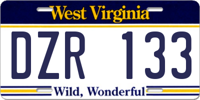 WV license plate DZR133