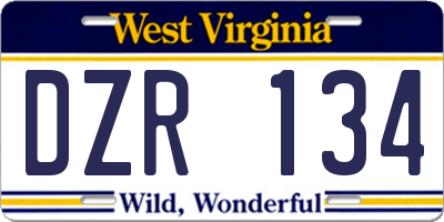 WV license plate DZR134