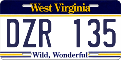 WV license plate DZR135