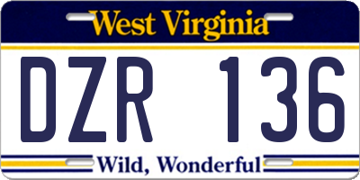 WV license plate DZR136