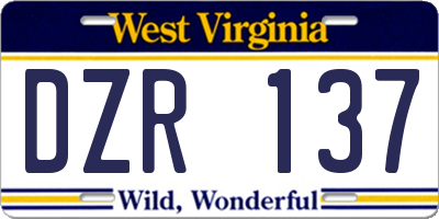 WV license plate DZR137