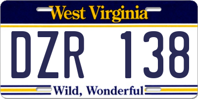 WV license plate DZR138