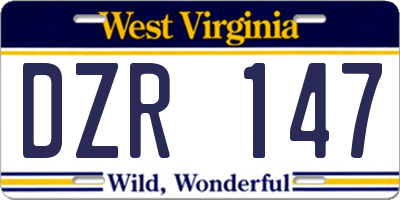 WV license plate DZR147