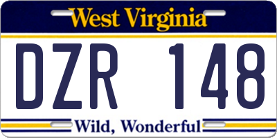 WV license plate DZR148