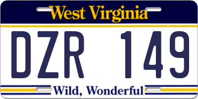 WV license plate DZR149