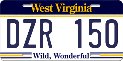 WV license plate DZR150