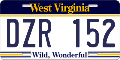 WV license plate DZR152