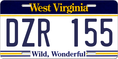 WV license plate DZR155