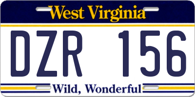 WV license plate DZR156