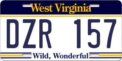 WV license plate DZR157