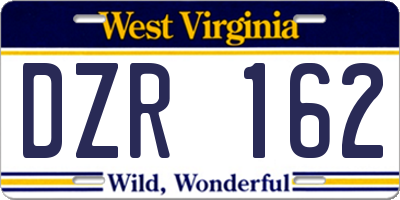 WV license plate DZR162