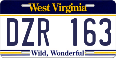 WV license plate DZR163