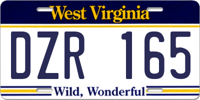 WV license plate DZR165