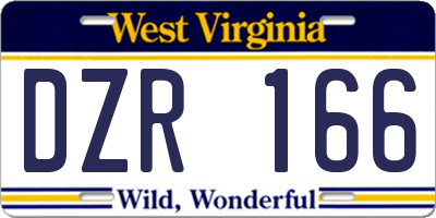 WV license plate DZR166