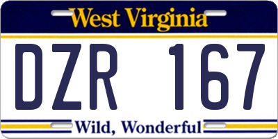 WV license plate DZR167