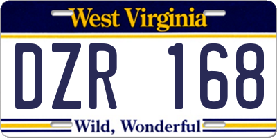 WV license plate DZR168