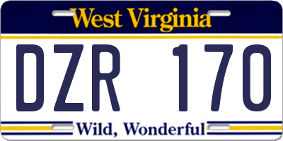WV license plate DZR170