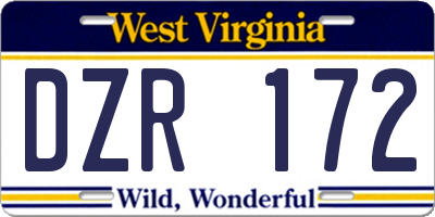 WV license plate DZR172