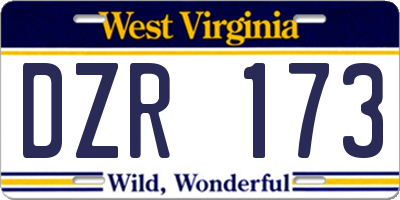WV license plate DZR173