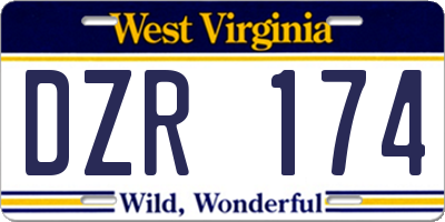 WV license plate DZR174